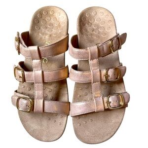 Vionic Misa Gold 3 Strap Slide Sandals Size 9